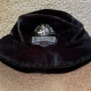 Disney Japan Black and Gray Faux Fur Hat